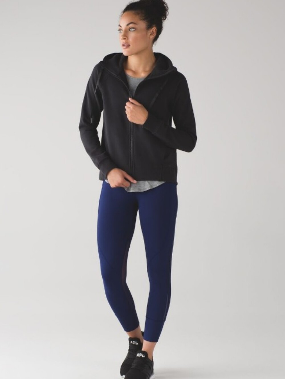 lululemon athletica Black Full-Zip Hooded Sweatshirt Fleece Please Size 10